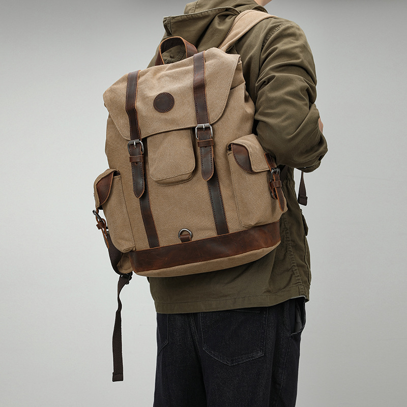 Outdoor Adventure Hiking - Sac en toile rétro pour hommes,